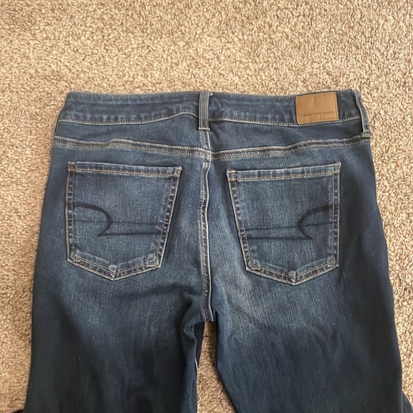 American eagle dark wash skinny jeans size 10 long. - Picture 3 of 5